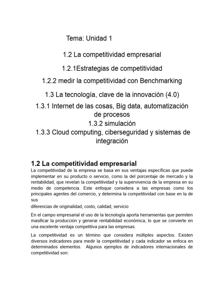 Competitividad Empresarial PDF Computaci n En La Nube La 