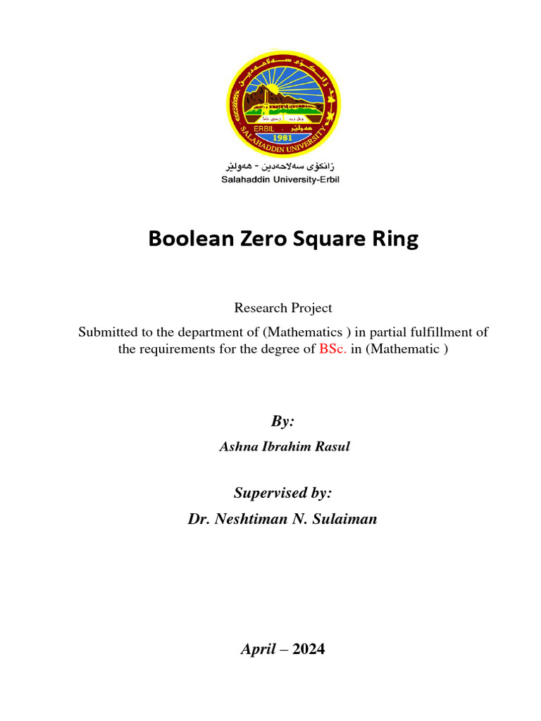 Boolean Zero Square Ring | PDF | Ring (Mathematics) | Group (Mathematics)