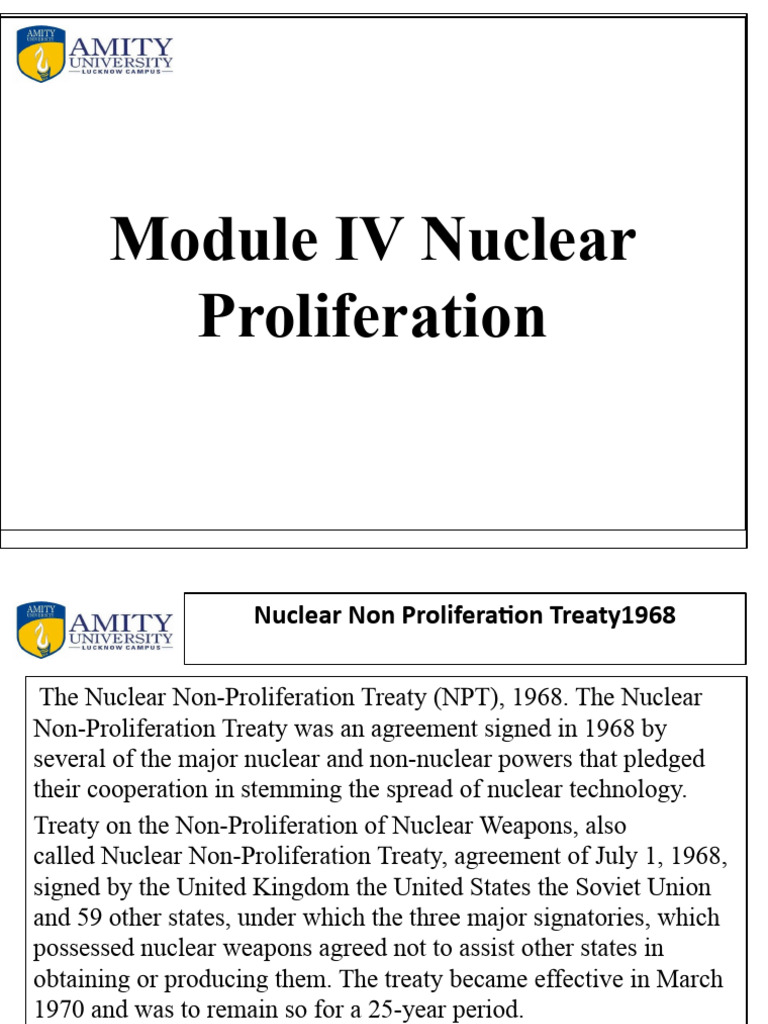 Hist 349 Module IV | PDF | Nuclear Proliferation | Treaty On The Non ...