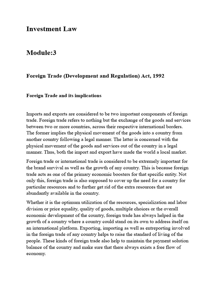 Investment Law Notes 2 PDF Foreign Direct Investment Joint Venture