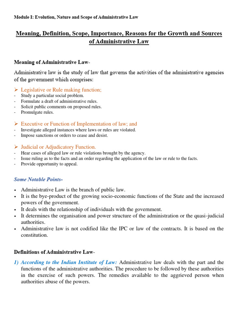AL Module-1 | PDF | Separation Of Powers | Administrative Law