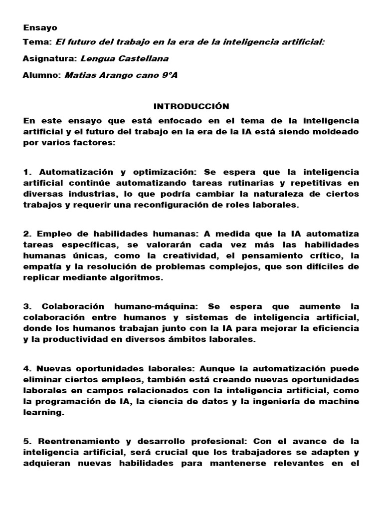 Futuro del Trabajo y la IA | PDF | Inteligencia artificial ...