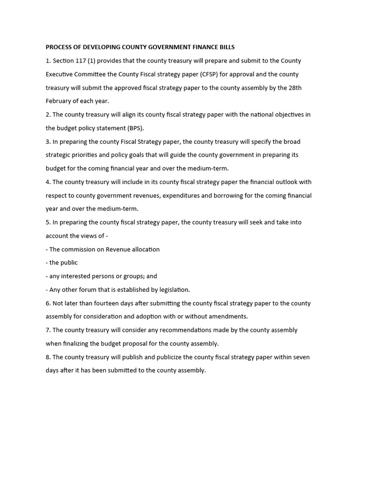 Process of Developing County Government Finance Bills | PDF