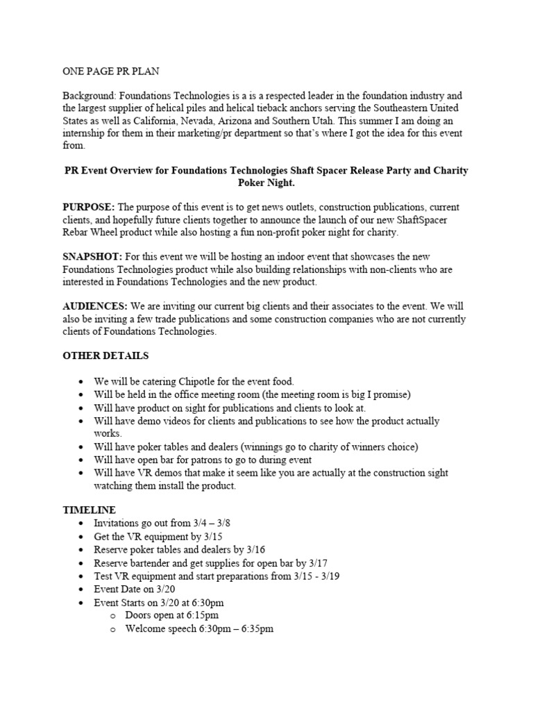 Foundations mock event plan pdf