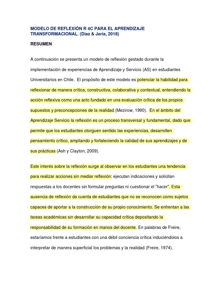 Modelo R4C Resumen UNAB | PDF | Aprendizaje | Experiencia