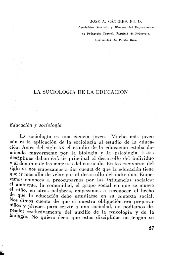 Sociología de la Educación: Contexto Social | PDF | Sociología | Escuelas