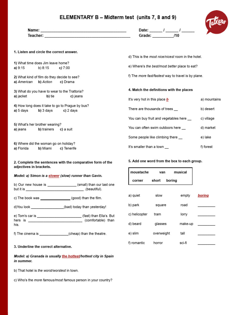 Elementary B - Midterm Test | PDF | Russia | World Politics