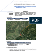 Reporte Preliminar de Emergencia en Distrito de Tabaconas Por Intensas Lluvias