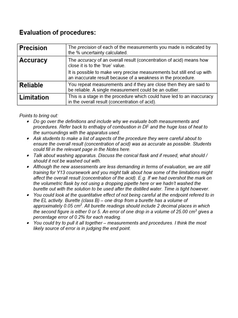 Tips For Titrations PDF Accuracy And Precision Significant Figures
