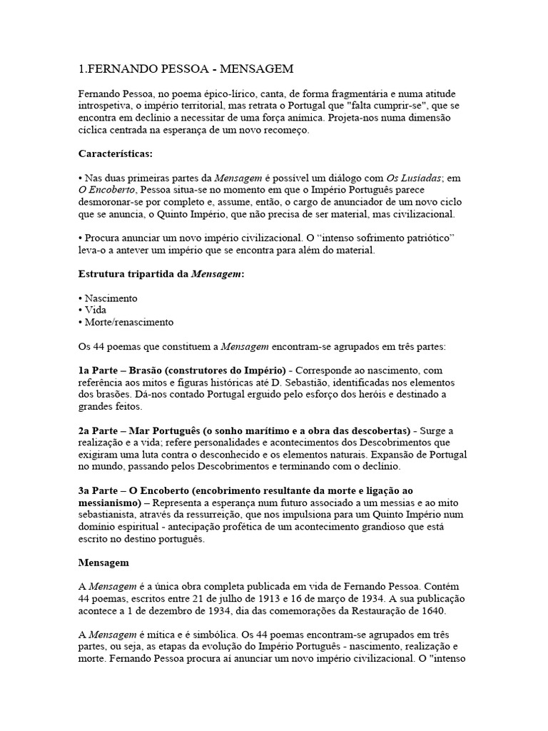 O Encoberto e o Quinto Império de Pessoa | PDF | Portugal