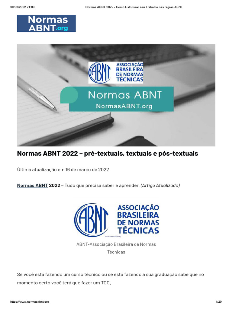 Normas ABNT 2022 - Como Estruturar Seu Trabalho Nas Regras ABNT ...