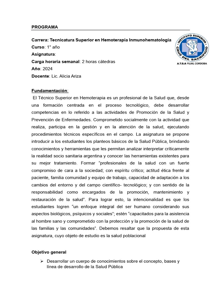 Programa salud p blica hemoterapia 2024 pdf estad sticas salud