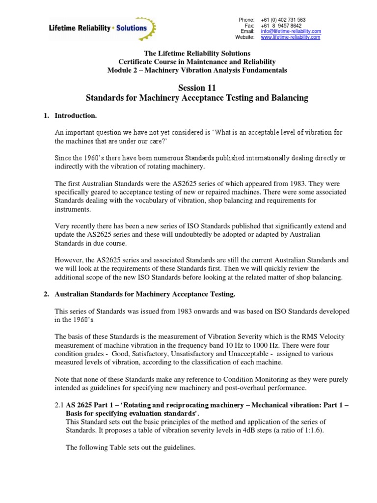 11 MachineryAcceptanceStandards | PDF