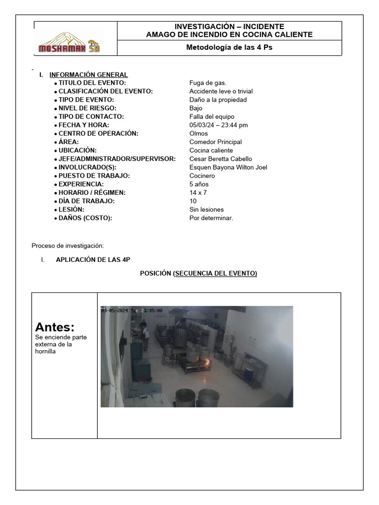 Amago de incendio en cocina caliente | PDF