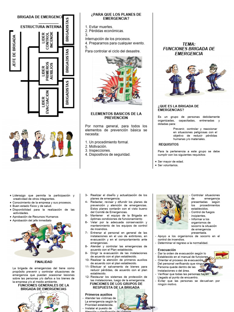 Funciones de la Brigada de Emergencia | PDF | Primeros auxilios