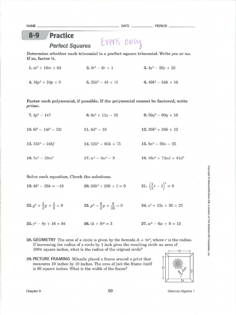 8-9 Practice Key | PDF