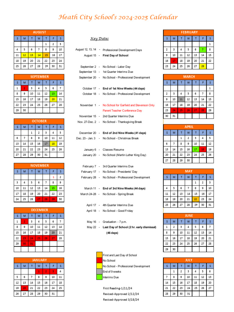 District Calendar 20242025 PDF Observances Holidays