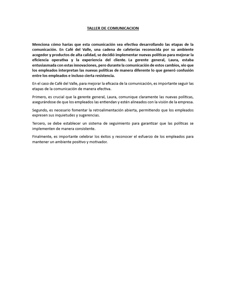 Mejora de Comunicación en Café del Valle | PDF | Crecimiento personal y ...