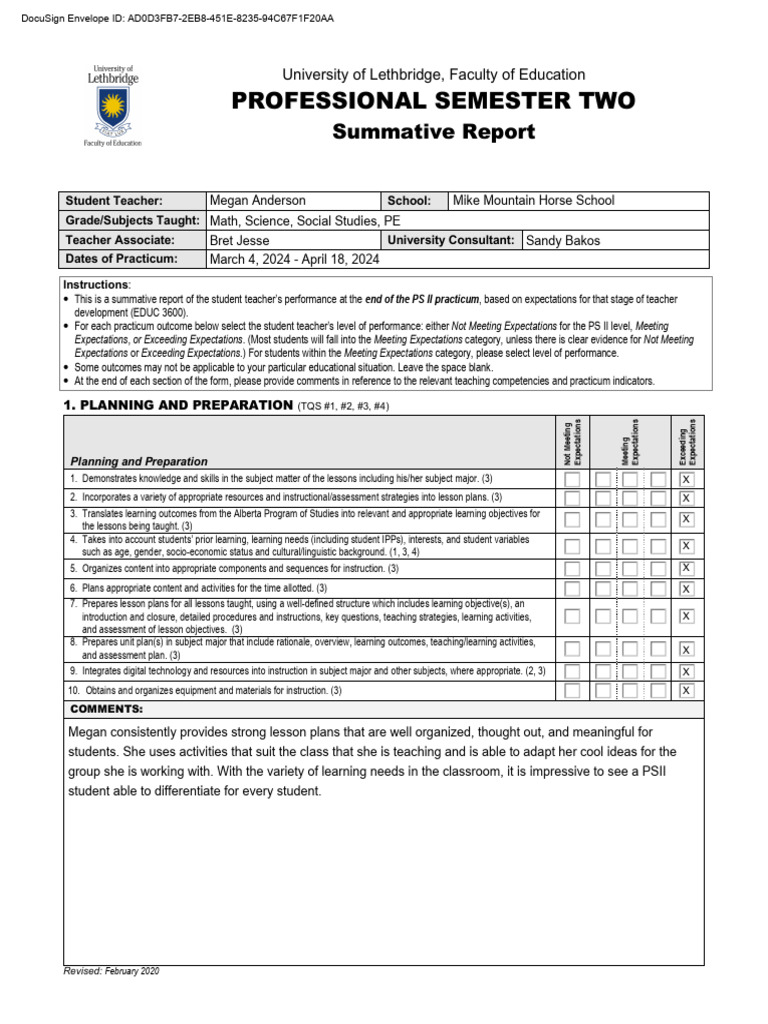 PS II Student Teacher Summative Report | PDF | Teachers | Learning