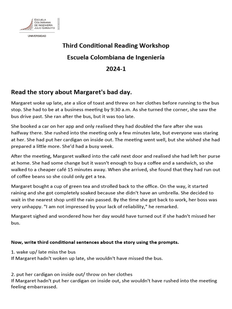 Third Conditional Workshop: Margaret's Day | PDF