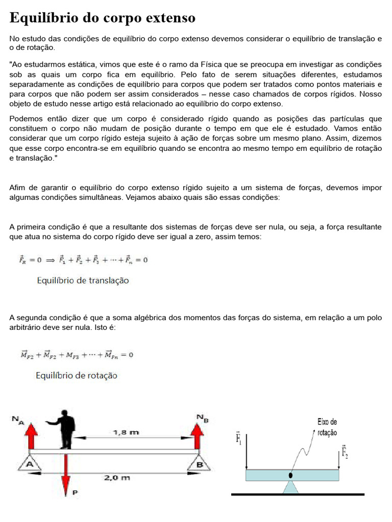 Equilíbrio Do Corpo Extenso | PDF
