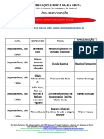 Agenda Congregação Espírita Maria Benta Agosto-2015