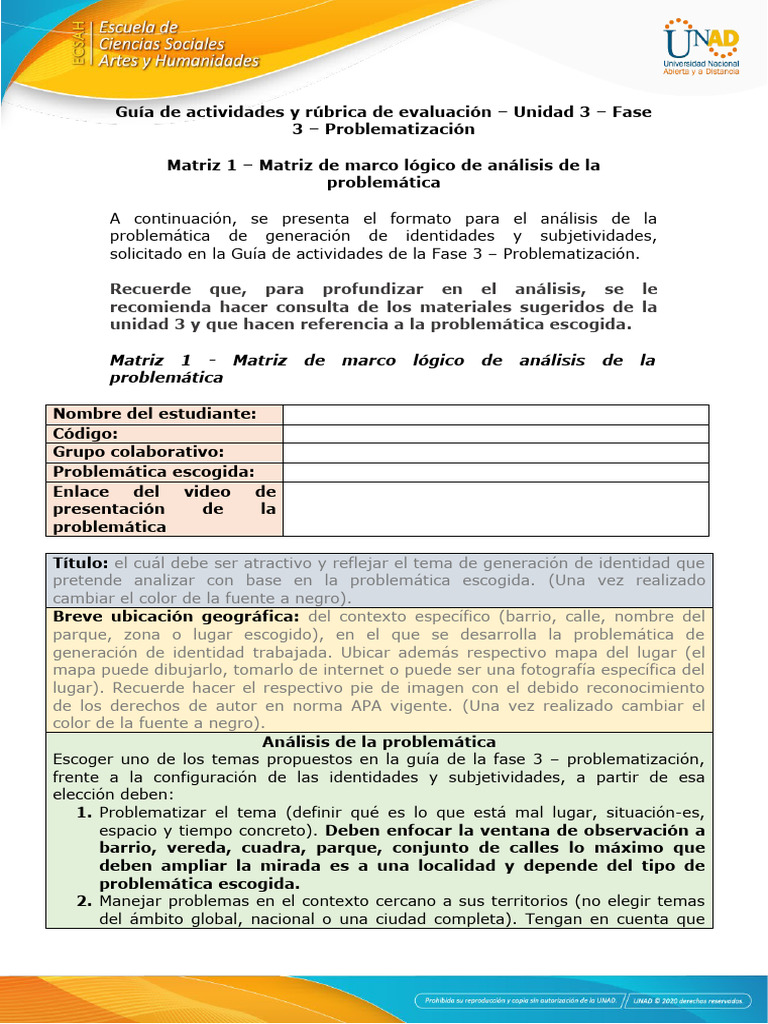 Matriz 1 - Matriz de Marco Lógico de Análisis de La Problemática | PDF ...
