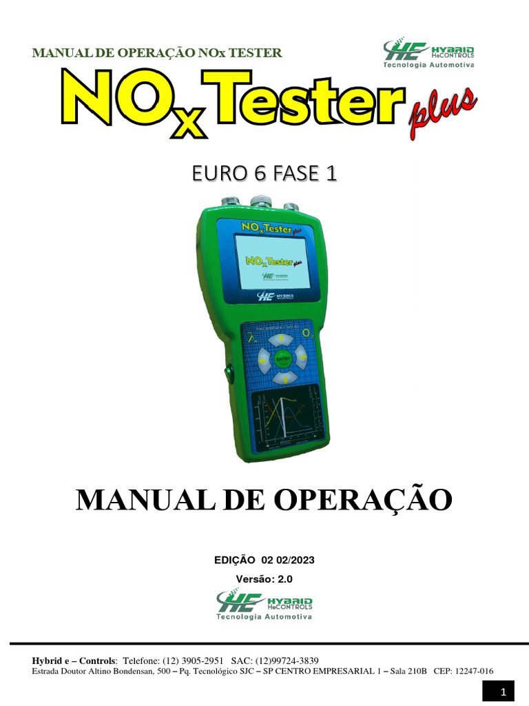 Manual de Operação do NOx Tester | PDF | Celulares