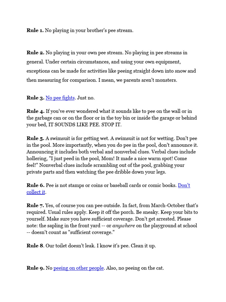 15 Peeing Rules for Kids | PDF