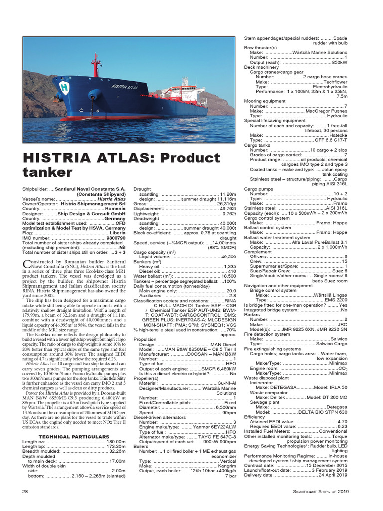 Histria Atlas: 2019 EcoMax Tanker | PDF | Oil Tanker | Ships