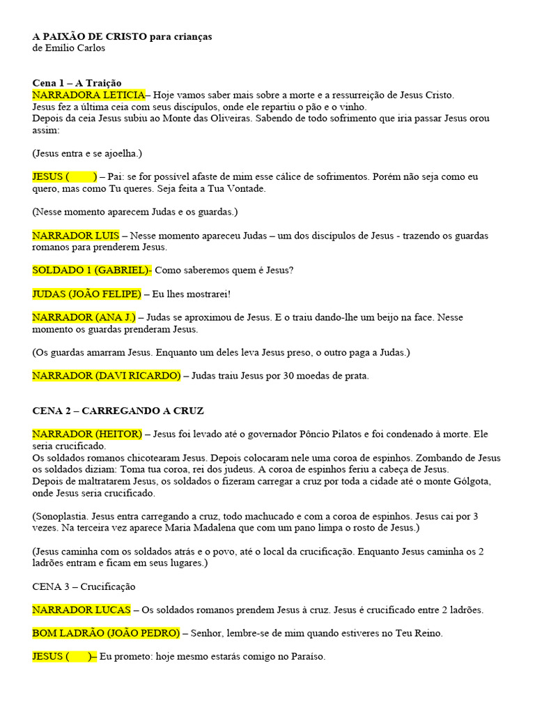 A PAIXÃO DE CRISTO para crianças | PDF | Jesus | Ressurreição de Jesus