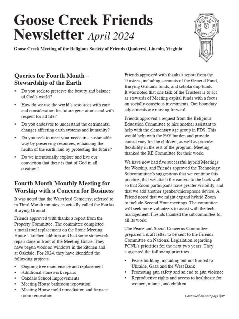 Fourth Month Friends Newsletter | PDF | Sustainability