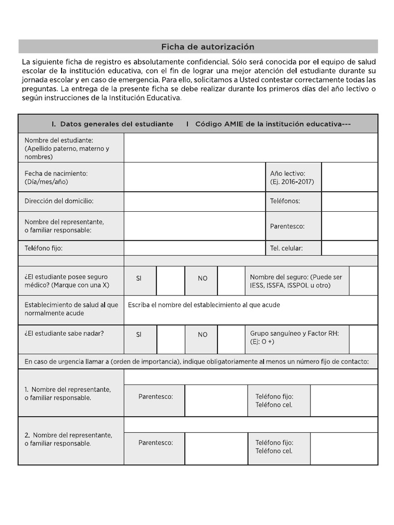 Ficha Autorización Imprime MINEDUC | PDF