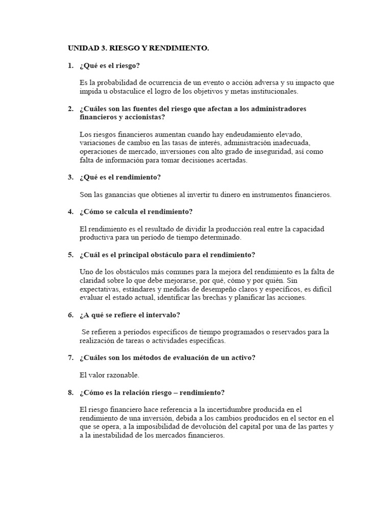 Riesgo y Rendimiento en Finanzas | PDF | Riesgo | Inversiones