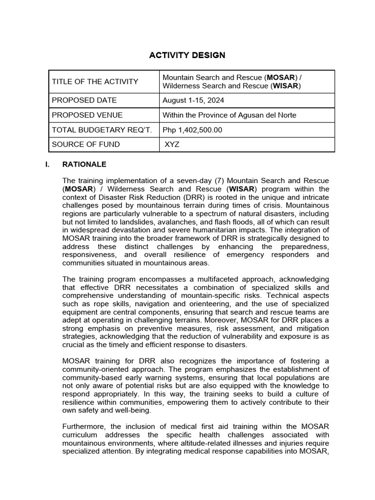 MOSAR/WISAR Training for Disaster Response | PDF | Disaster Risk ...