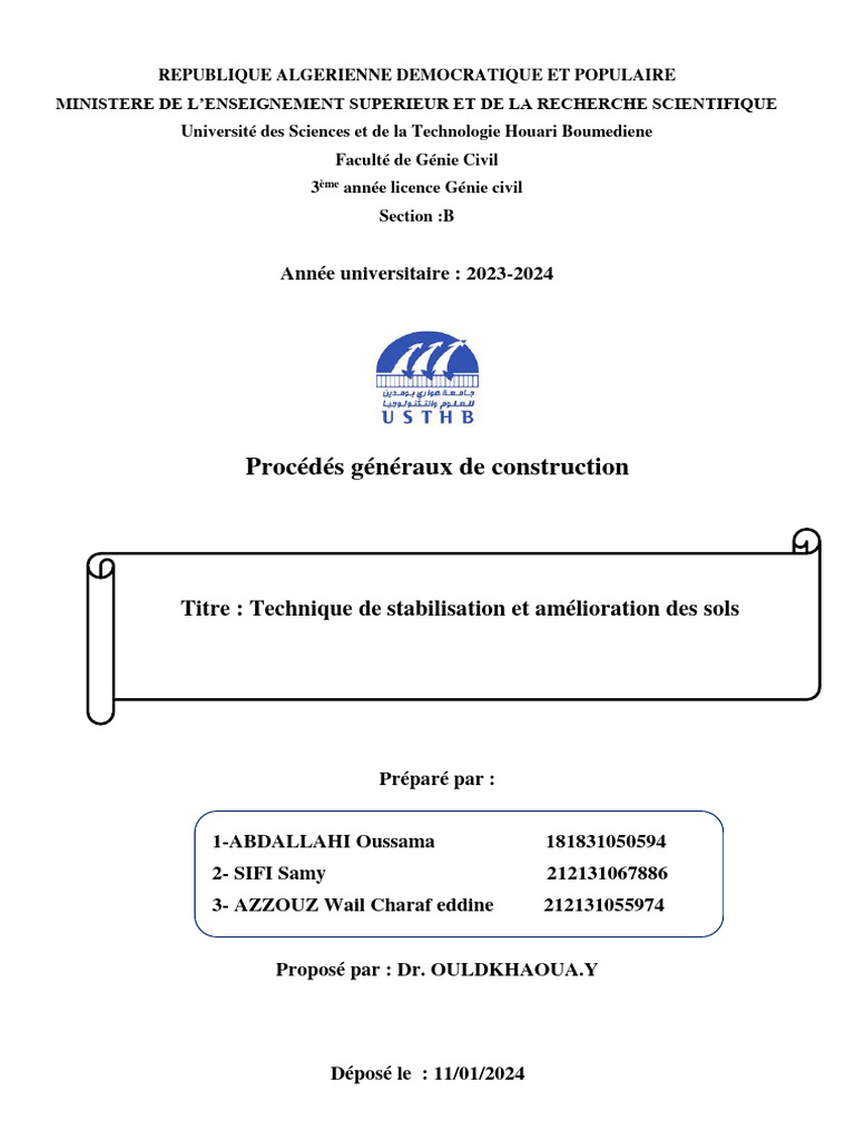 Techniques de stabilisation des sols | PDF | Ciment | Sol (pédologie)