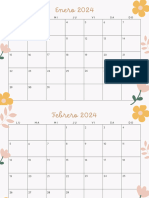 Calendario Mensual 2024 Minimalista Floral Blanco 