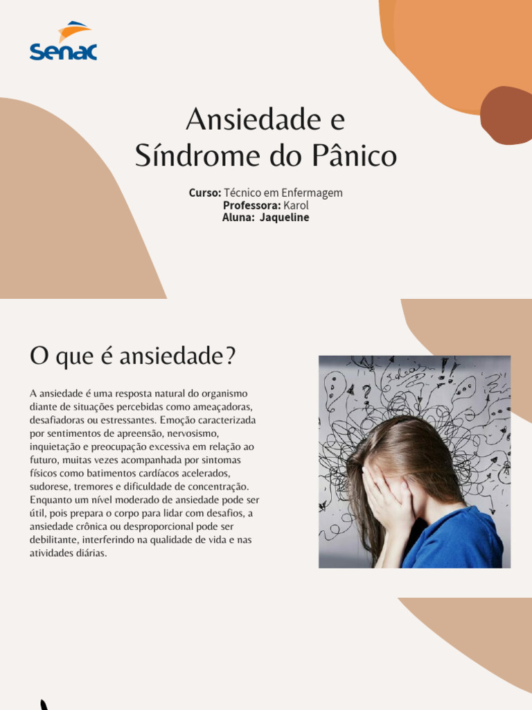 Ansiedade e Sindrome Do Panico | PDF | Transtorno de pânico | Ansiedade