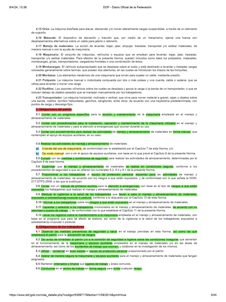 Normas de Manejo y Almacenamiento de Materiales | PDF | Máquina elevadora