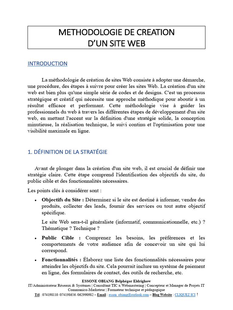 Méthodologie de Création d'un Site Web | PDF | Conception de site web ...