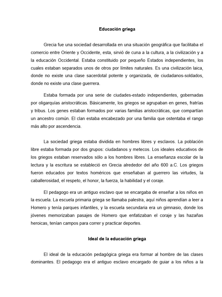 Educación en la Antigua Grecia | PDF | Sócrates | Antigua Grecia
