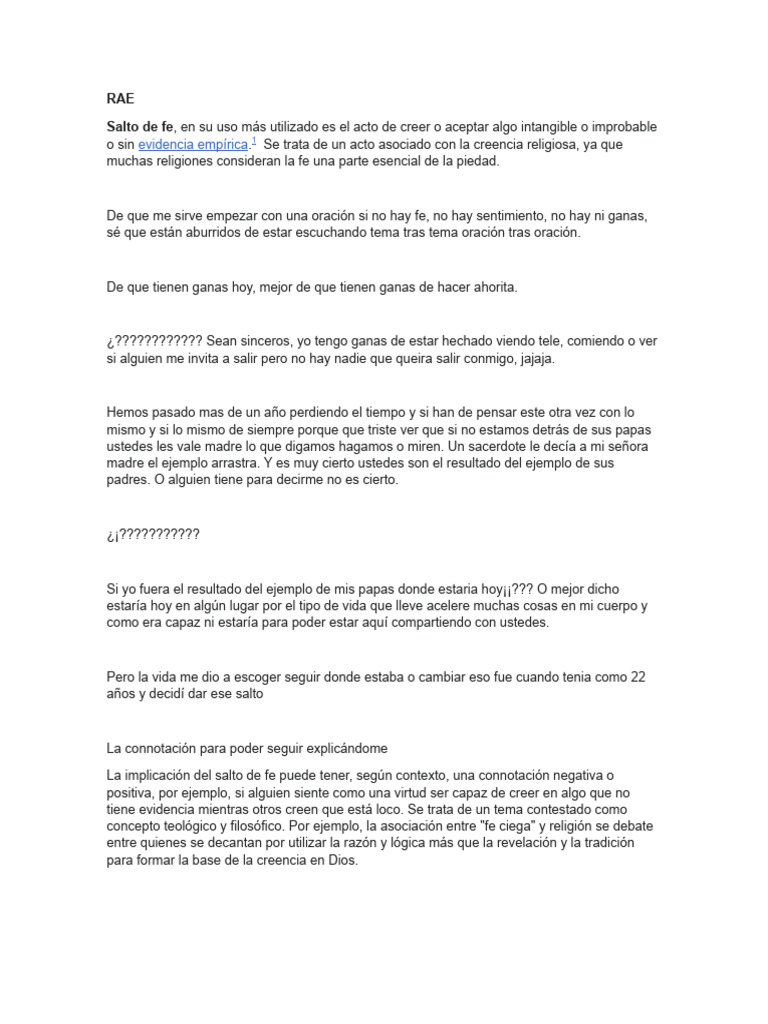 Reflexiones sobre el Salto de Fe | PDF | Oración | Fe
