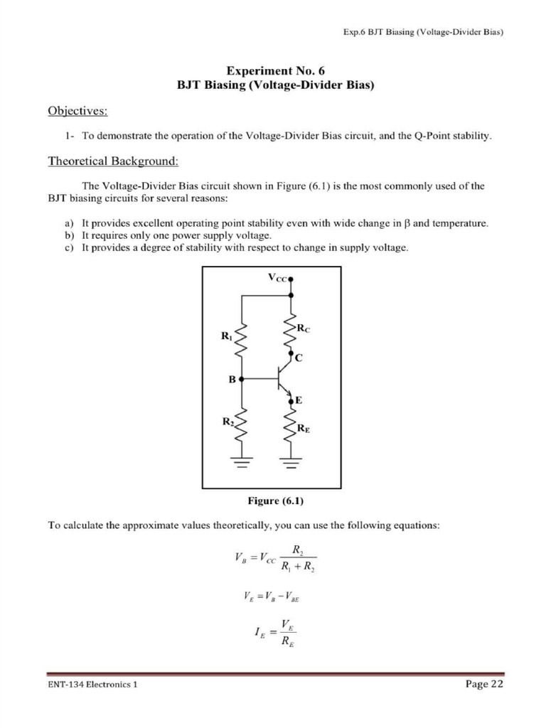 BJT Voltage-Divider Bias Experiment | PDF