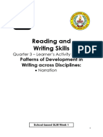 R&W Skills q1 Las 1-4 Patterns of Development in Writing Across Disicplines