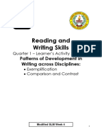 R&W Skills q1 Las 5-6 Patterns of Development in Writing Across Disicplines