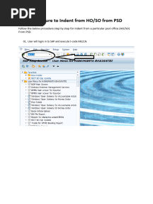 Procedure To Indent From HO or SO From PSD