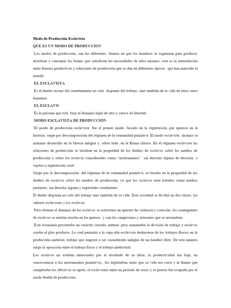 Modo de Produccion Esclavista | PDF | Comercio | Esclavitud