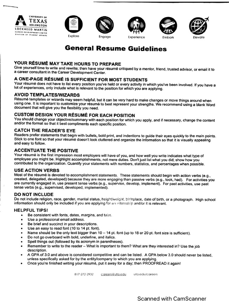 General Resume Guidelines Pdf