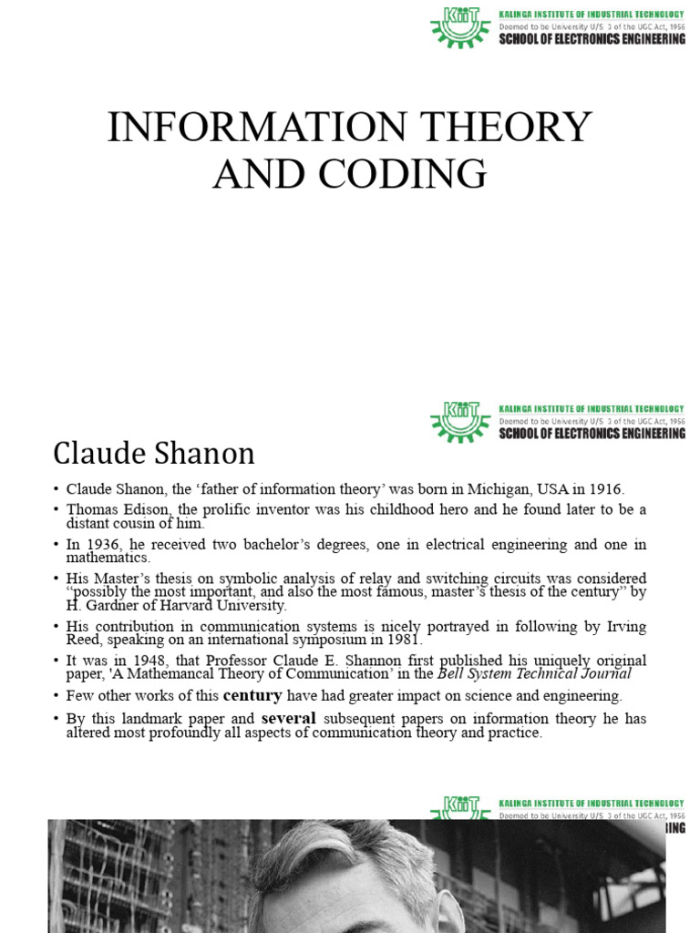 Information Theory and Coding | PDF | Signal To Noise Ratio ...