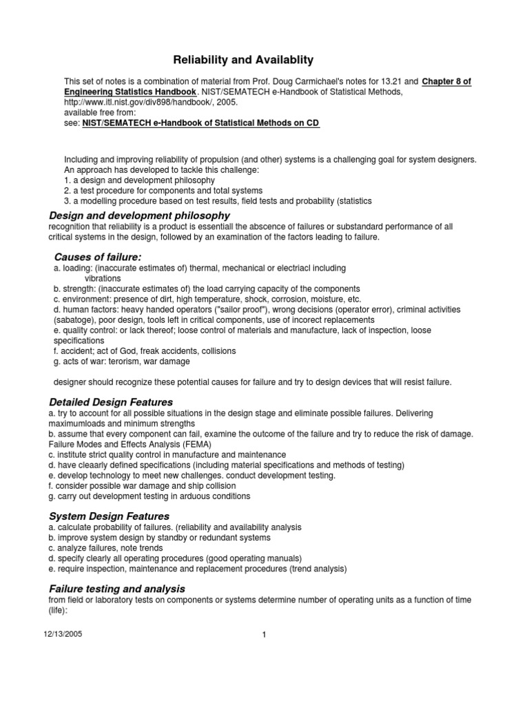 Reliability and Availablity | PDF | Reliability Engineering | Engineering